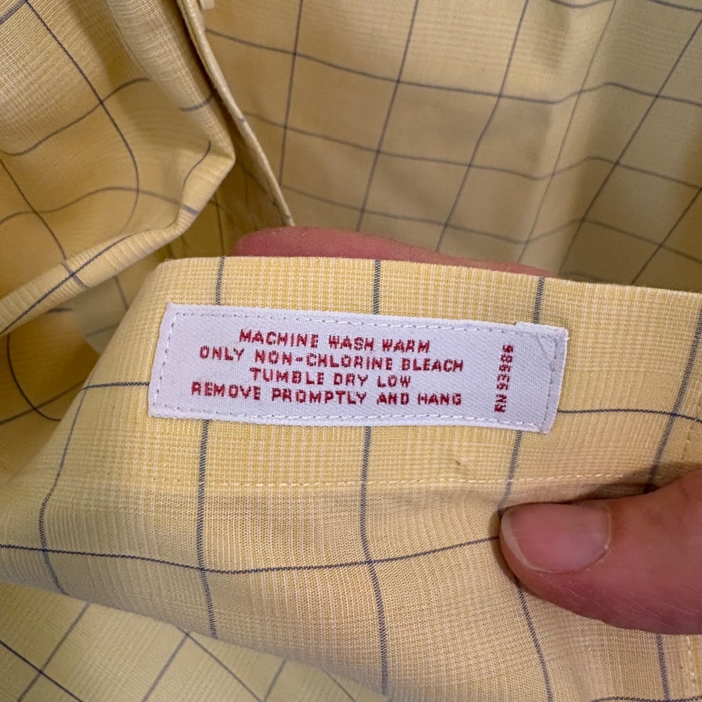 Brooks Brothers Long Sleeve Button Shirt (Size 16.5 - 4/5) Cotton - Yellow Plaid - Picture 4 of 5